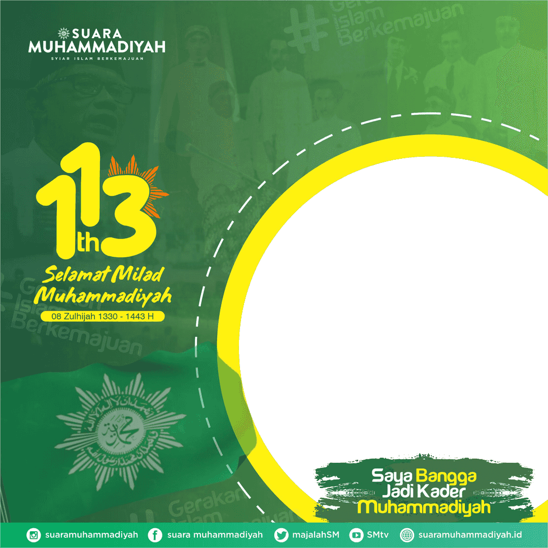 Twibbon Ucapan Selamat Milad Muhammadiyah ke-113 Tahun 2022