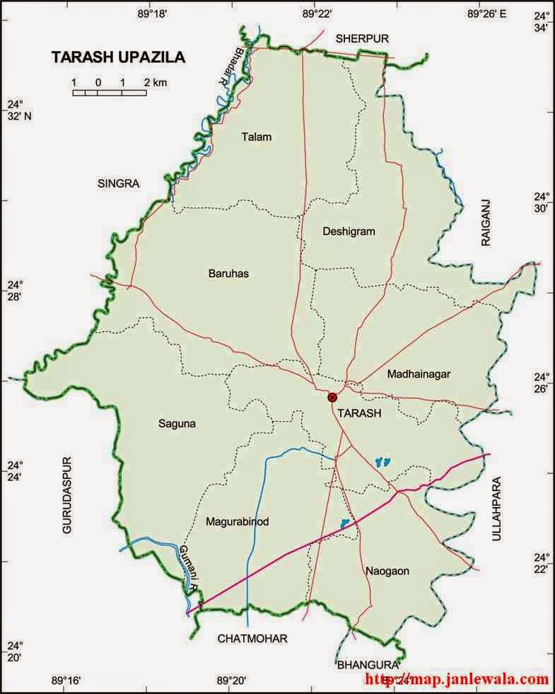tarash upazila map of bangladesh