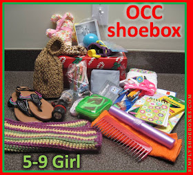 Operation Christmas Child shoebox example for 5 to 9 year old girl.