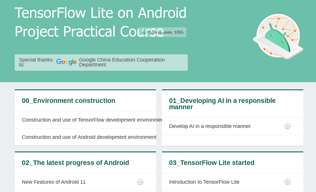 Capture d'écran de TensorFlow Lite sur le cours pratique du projet Android