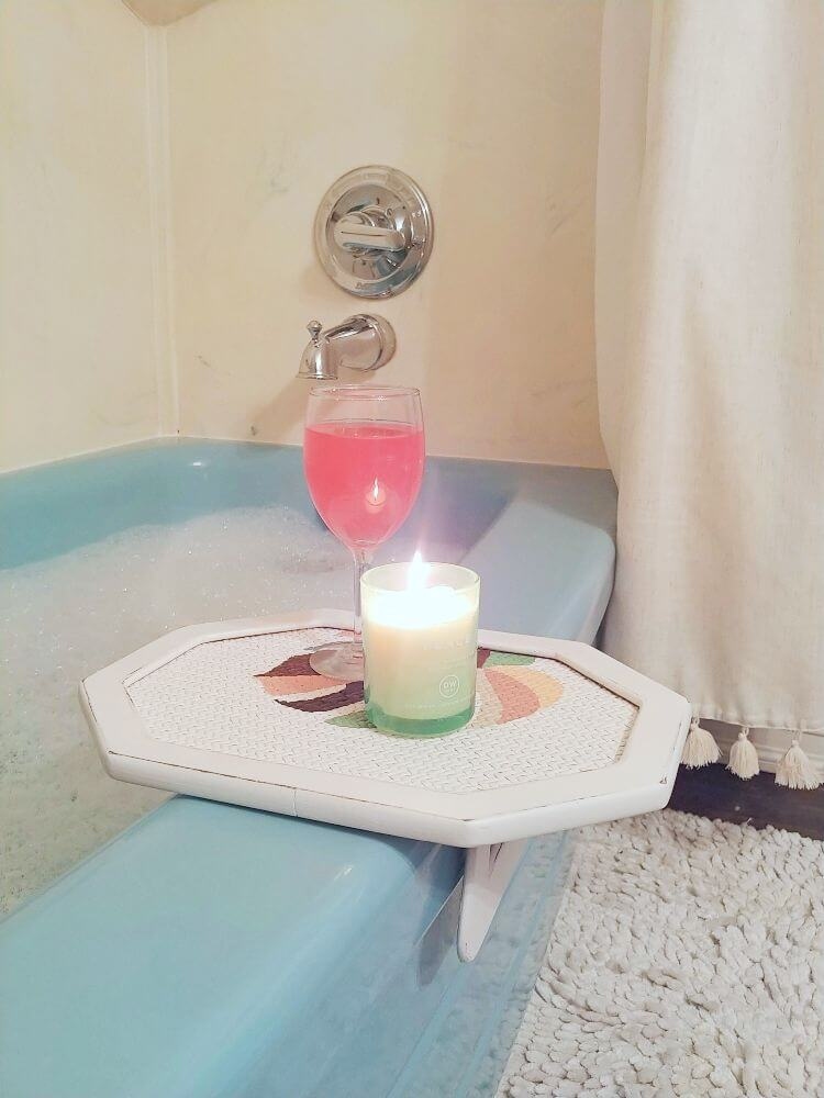 Upcycled Tray to Bathtub Side Table