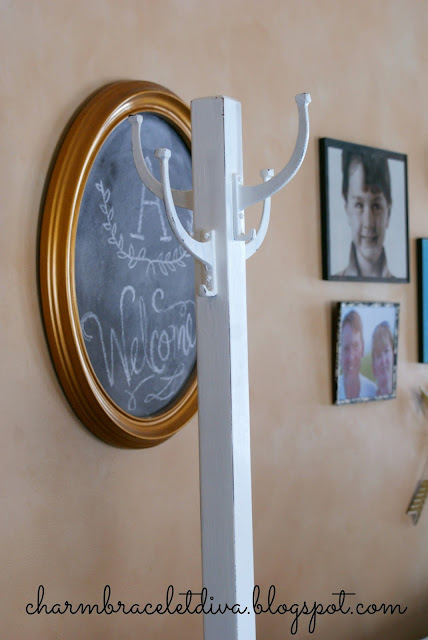 white wooden coat rack