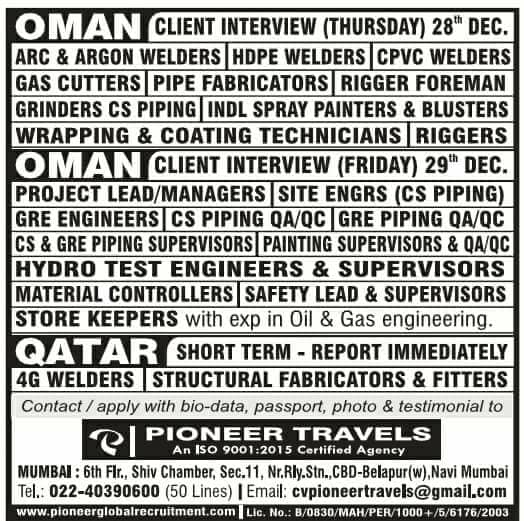 Oman & Qatar Large Job Opportunities