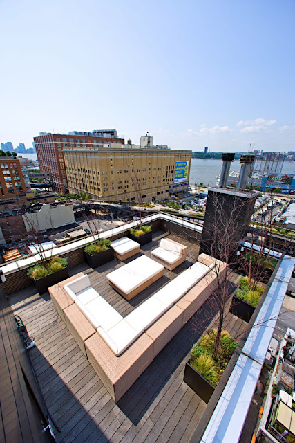 Photo of rooftop terrace in one of the modern New York penthouses