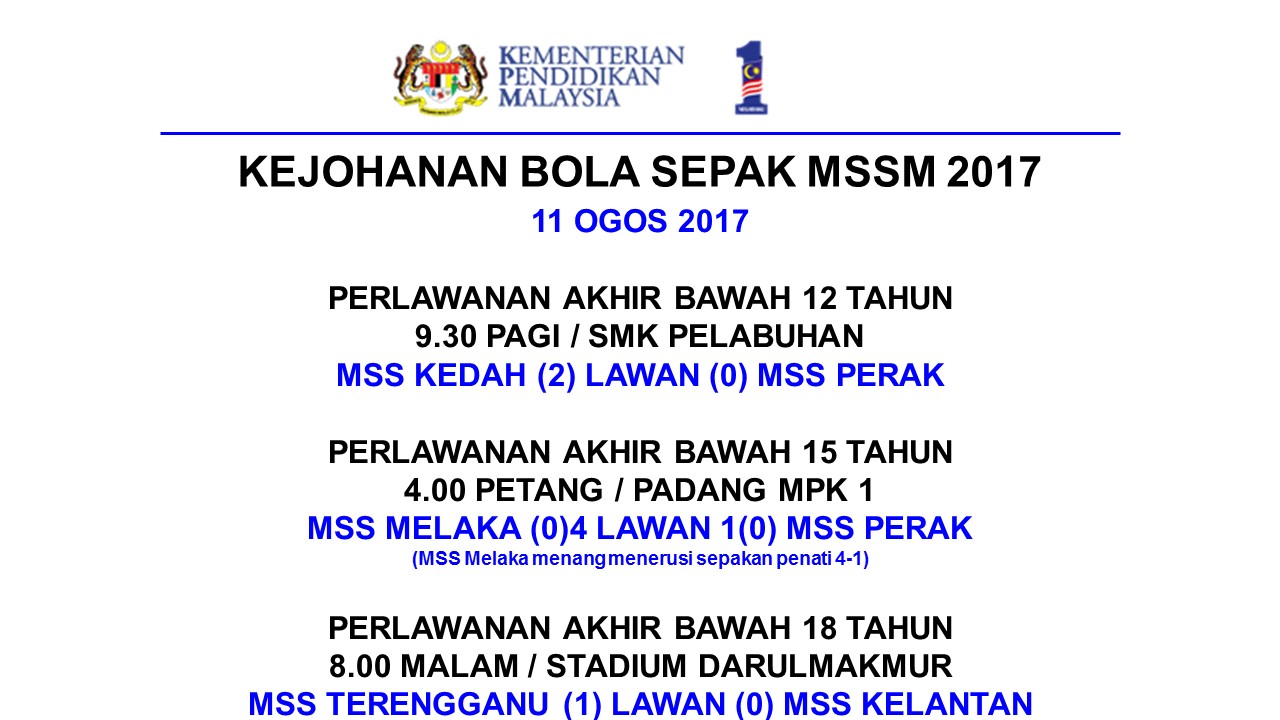 MSSM Bola Sepak: JADUAL PERLAWANAN SEPARUH AKHIR