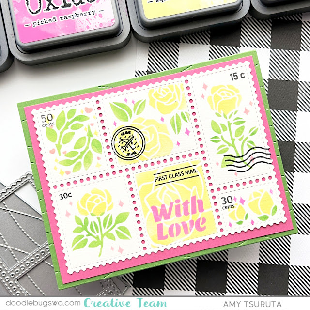 Waffle Flower Postage Collage Stamps and Dies