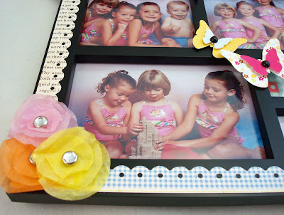  frame next i popped the pebbles tissue paper flowers into one corner