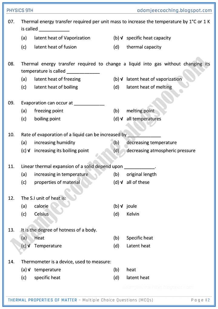 thermal-properties-of-matter-mcqs-physics-9th