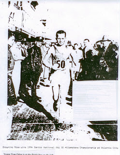 Young Tom Osler at left at Atlantic City finish line as his hero Browning Ross wins