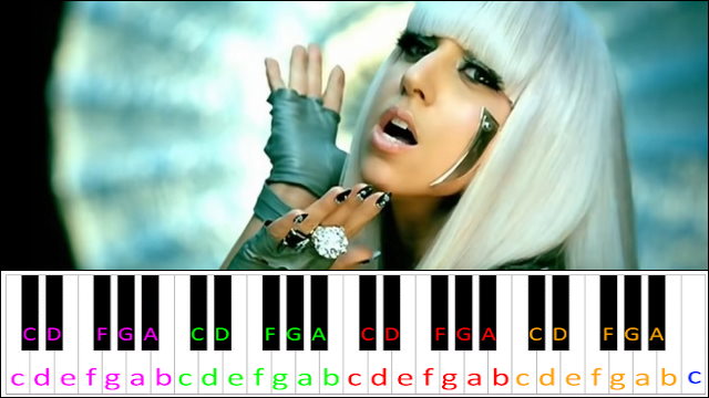 Poker Face by Lady Gaga (Hard Version) Piano / Keyboard Easy Letter Notes for Beginners