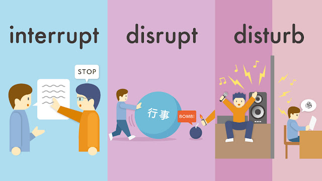 interrupt と disrupt と disturb の違い