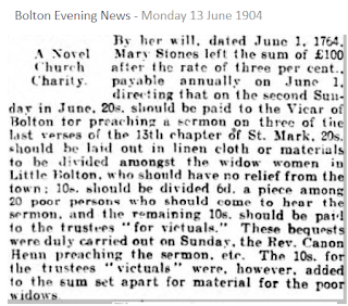 1904 - Bolton Evening News Report - Mary Stones Charity