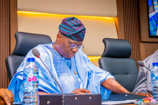 Governor of Lagos State, Babajide Sanwo-Olu, with fellow Governors at the valedictory meeting of the Nigeria Governors Forum