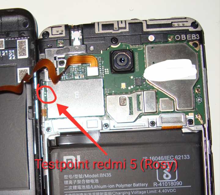 Disinilah letak Test Point pada Xiaomi Redmi 5 (Rosy
