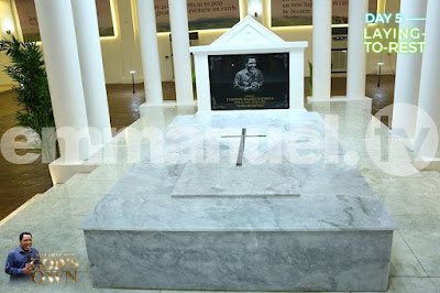 A portrait of TB Joshua on his grave