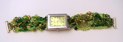 freeform peyote watchband by Bette Greenfield