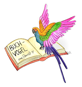 Papagei auf Buch