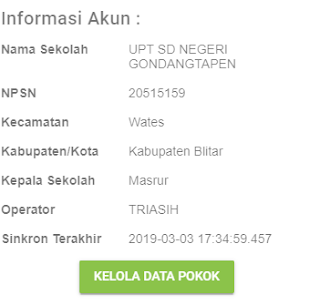 pilih kelola data pokok untuk masuk pada menu profill sekolah