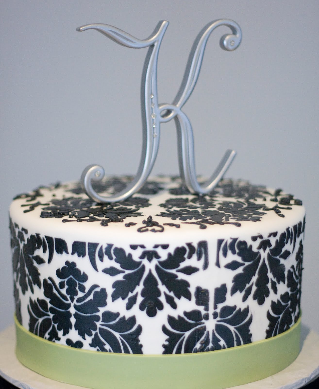 Damask and Sage Wedding Cake