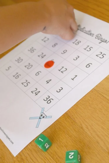 multiplication bingo math game