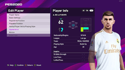 PES 2020 Faces Adrián de la Fuente by Raden