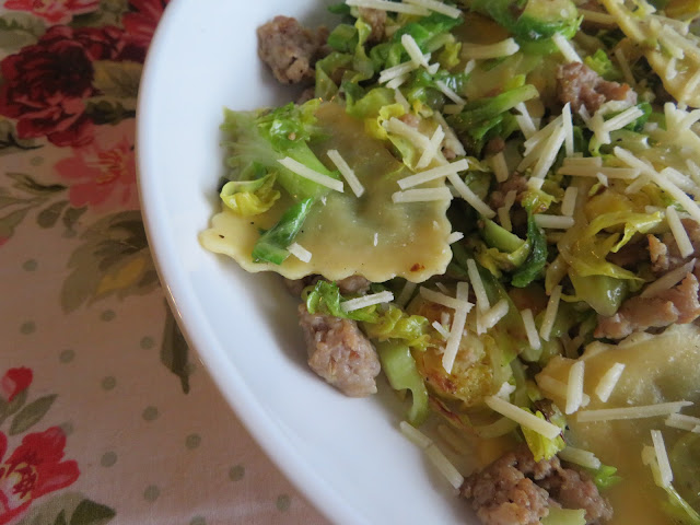 Ravioli with Sausage & Brussels Sprouts