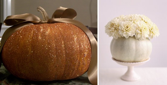 When decorating for your wedding utilize pumpkins and gourds in all shapes 