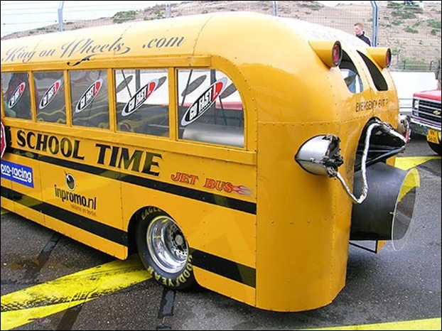 strange yellow school buses