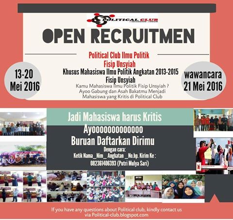 Political Club : Open Recruitment !