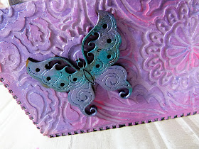 close up of painted mdf butterfly