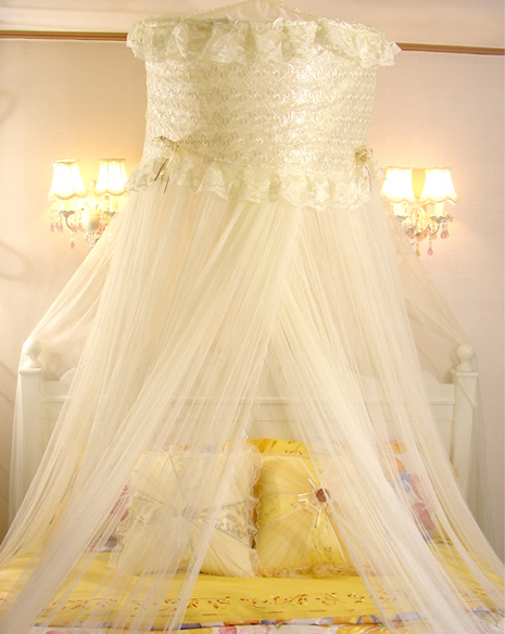 Mosquito Net Bed Canopy Light Yellow Princess Bedding Fits Twin Queen ...