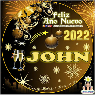 Nombre JOHN por Año Nuevo 2022 - Cartelito hombre