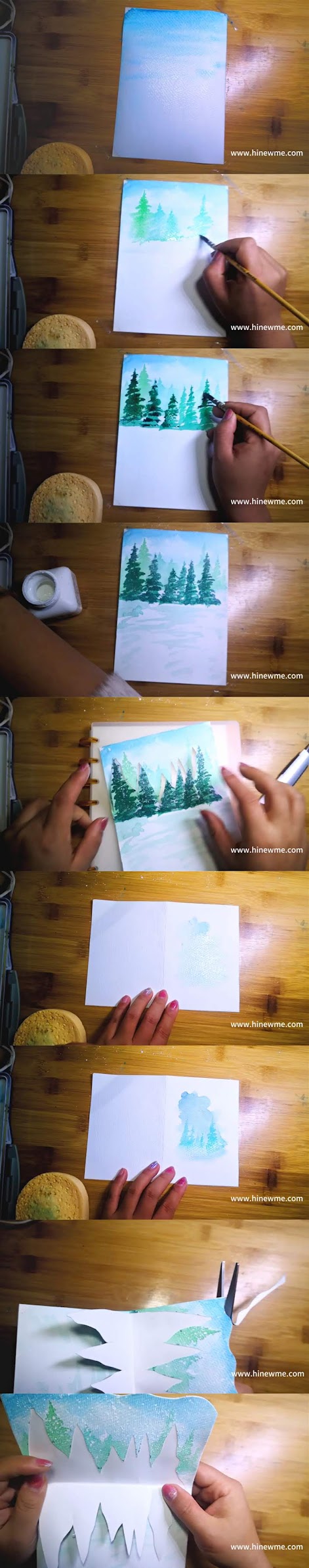 How to make a Christmas watercolor card step by step