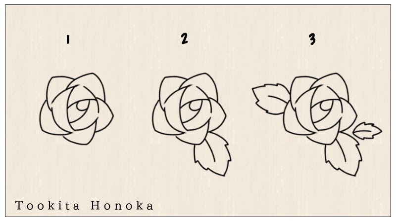 薔薇 バラ の花のイラストの簡単かわいい描き方 手書き ボールペン 手帳用 How To Draw Rose 遠北ほのかのイラストサイト