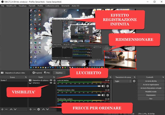 esempio di scena in OBS