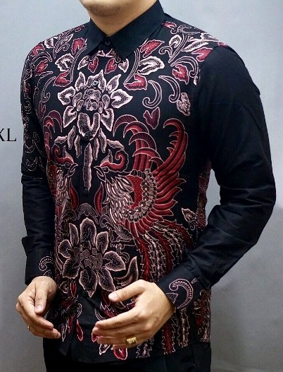 10 Model Baju Batik Pria Lengan Panjang Kombinasi Kain Polos