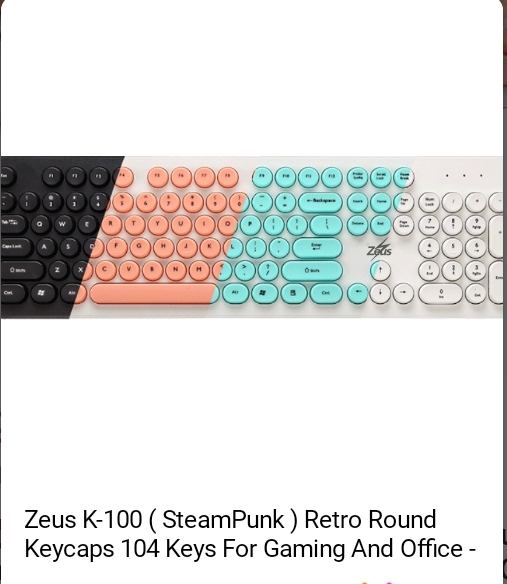 #22jrvs Zeus K-100 ( SteamPunk ) Retro Round Keycaps 104 Keys For Gaming And Office - Online Exclusive