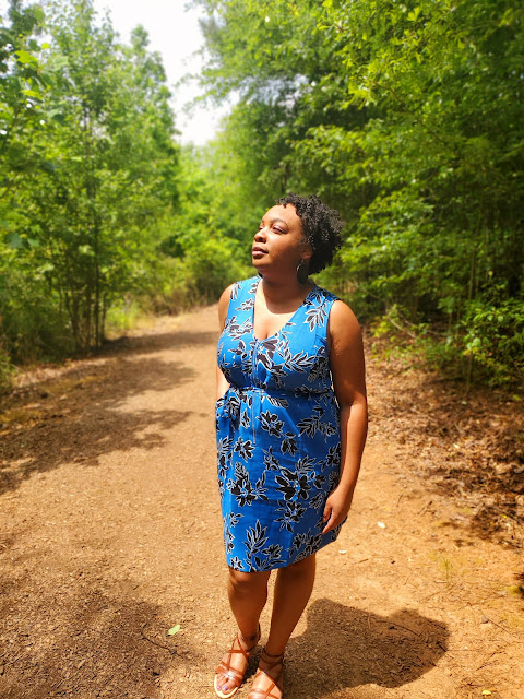 Get Ready for the Beach with this Sleeveless Zipper Front Blue Floral Dress from JustFab