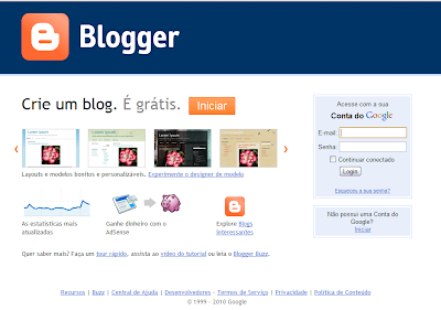 Nova página de Login e Tour do Blogger