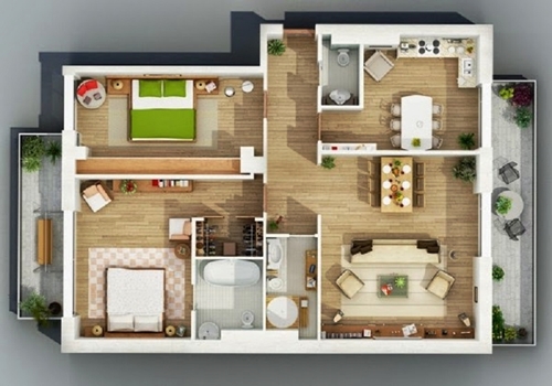 Gambar 3D Desain Interior Rumah type 36