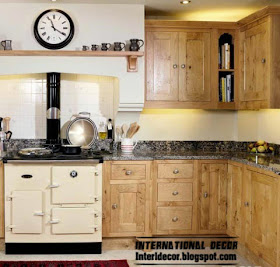 sweet L-shaped kitchen designs, Oak cabinets