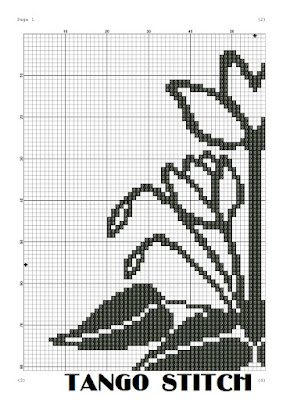 Cute simple black and white cross stitch hand embroidery floral design - Tango Stitch