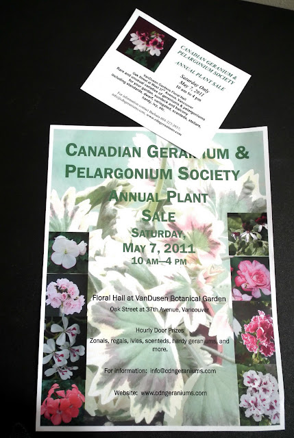 Canadian Geranium and Pelargonium Society Vancouver - 2011 Plant Sale Poster and Flyer