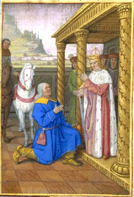 Augusto nomeia Quirino governador de Síria. Jean Bourdichon (1457 - 1521), Paris, BnF, manuscrit NAF. 21013, folio 65o.