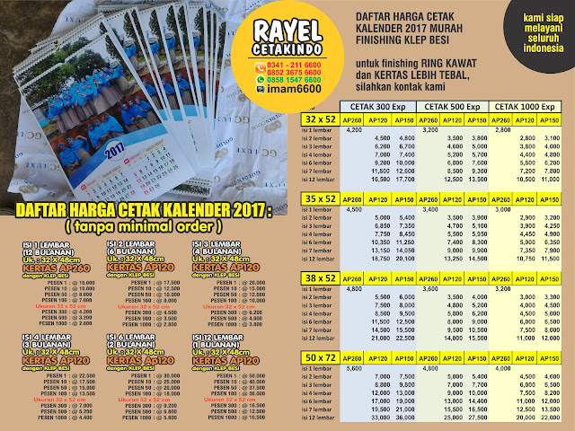 DAFTAR HARGA CETAK MURAH KALENDER