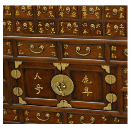 close-up of Chinese medicine chest