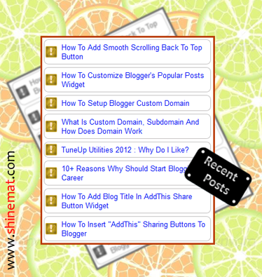 Make feedburner recent post widget for blogger blog