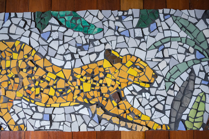 leopard mosaic panel