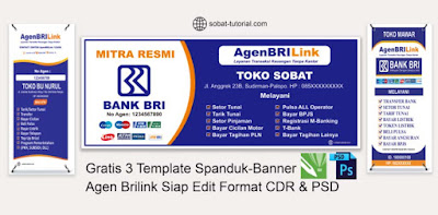 Gratis 3 Template Spanduk - Banner Agen BRILink Siap Edit Format CorelDraw