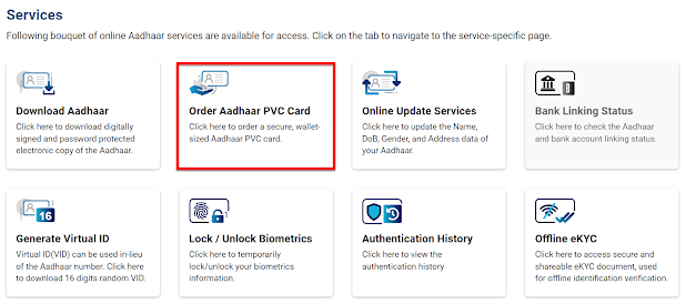 Order Aadhar PVC Card